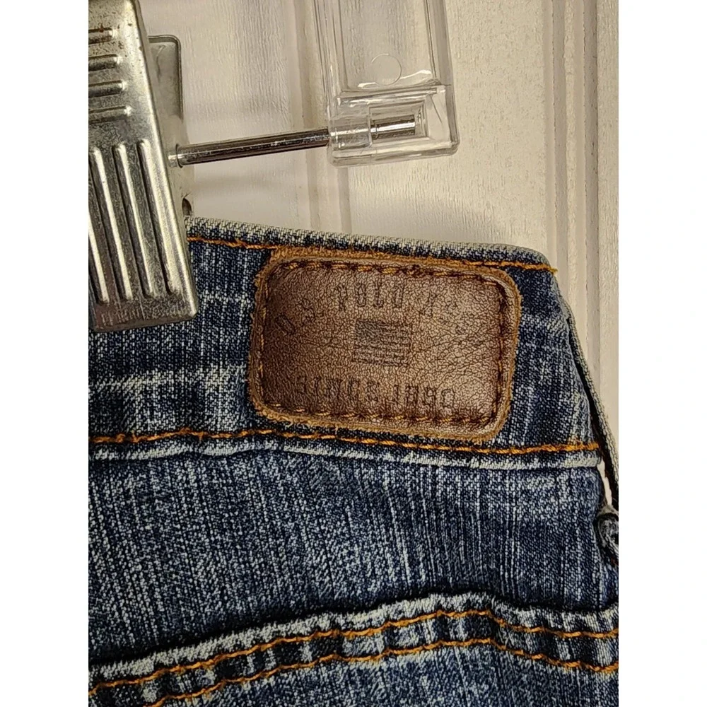 US Polo Assn Womens‎ Jeans Size 15/16  Blue Denim Flare Leg Button Zip Closure